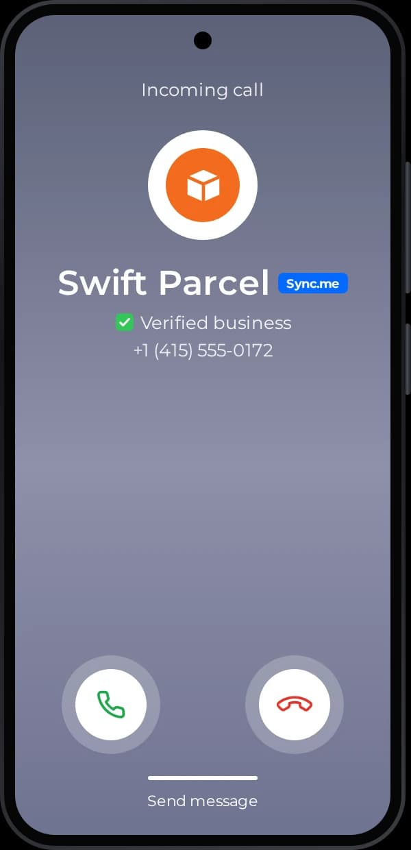 Android incoming call from a verified business