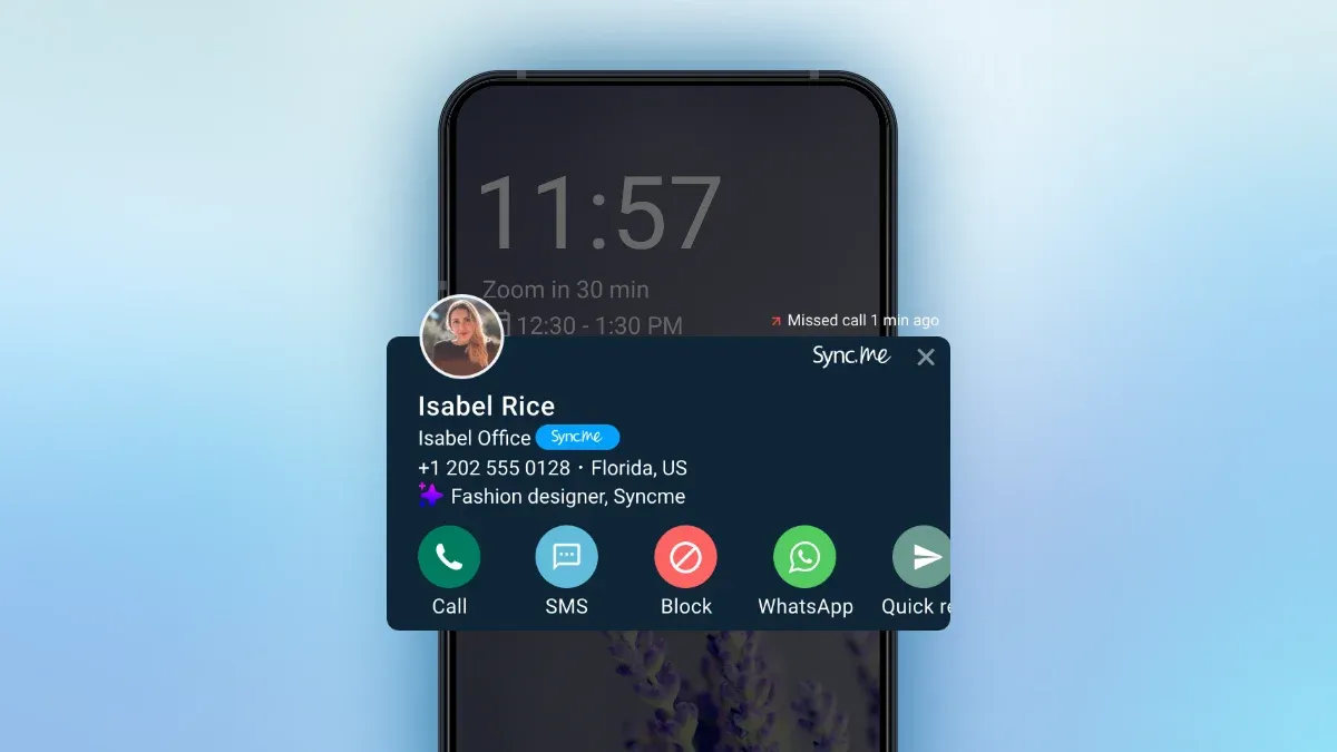 finding caller information​ in sync.me