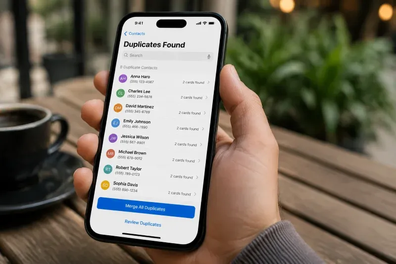 duplicate contacts on the phone screen