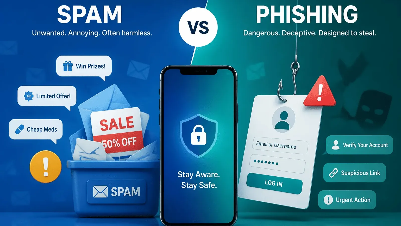 spam vs phishing