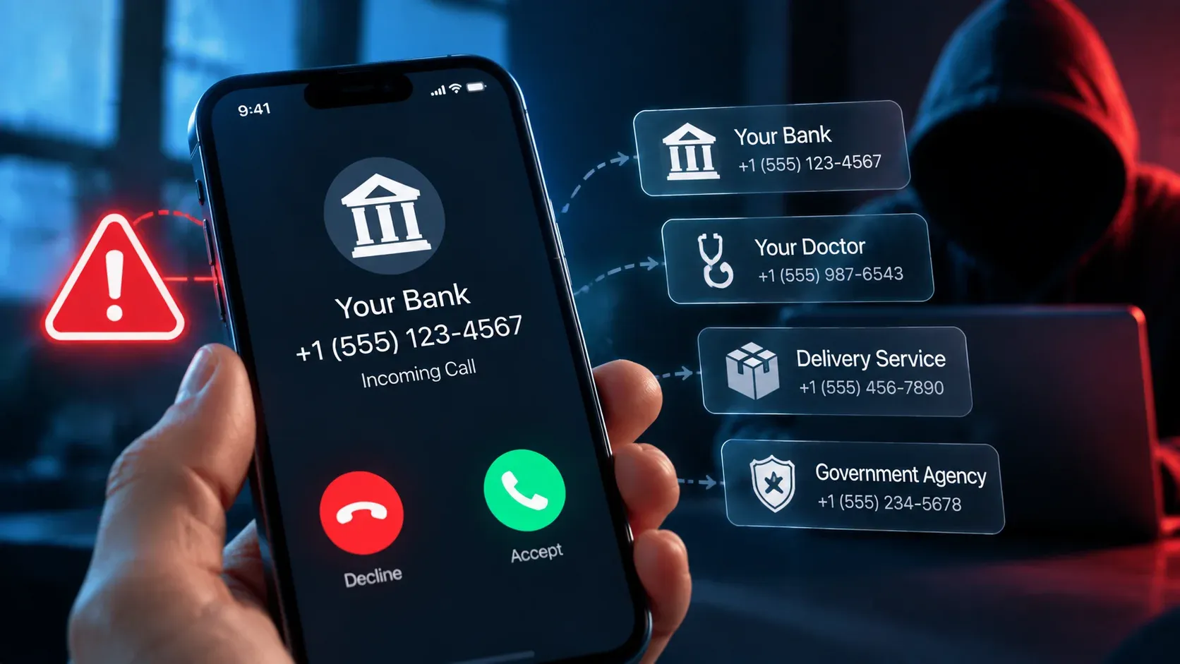man holding a phone and getting a phishing attack