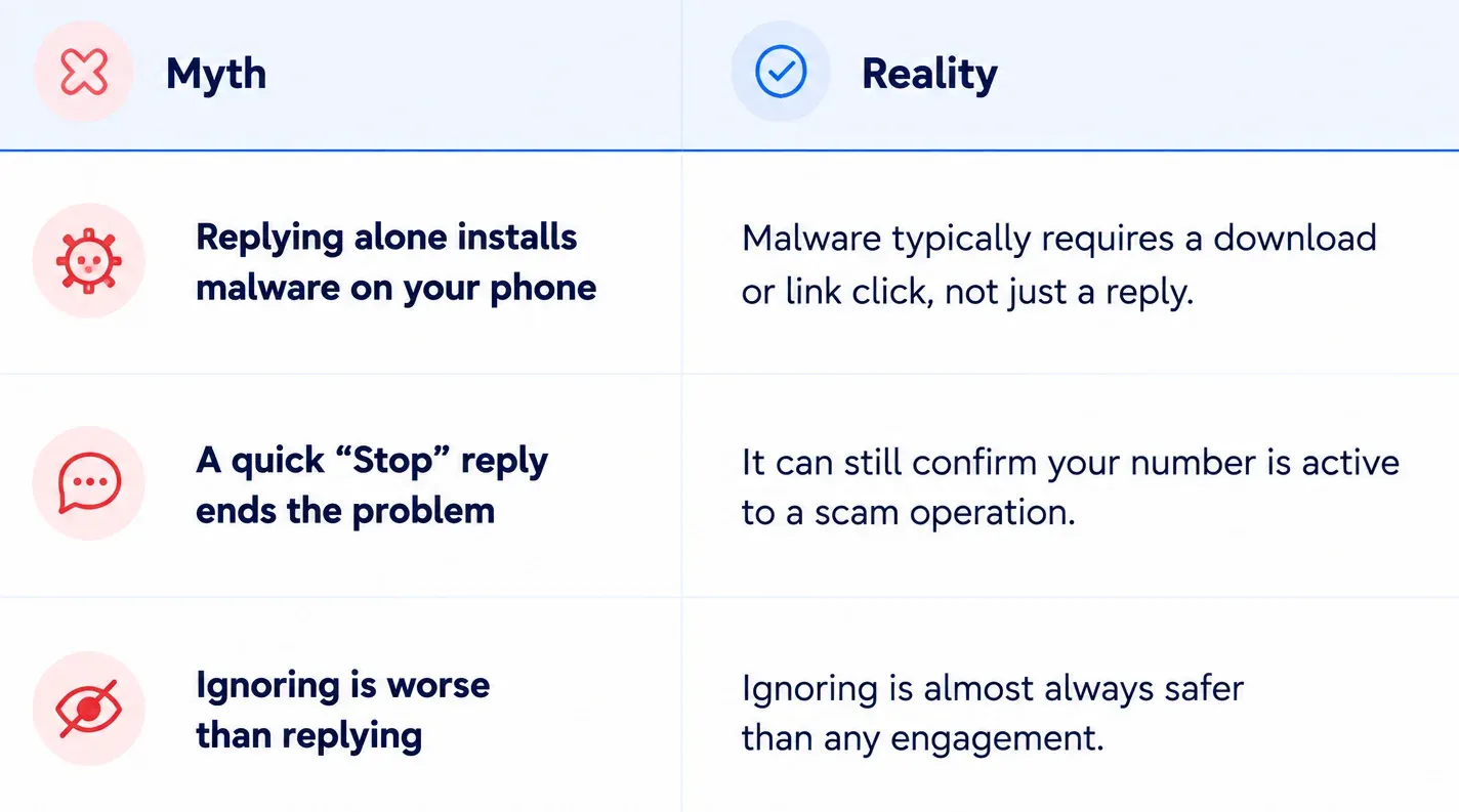 myth vs reality about what happens if you respond to a spam text
