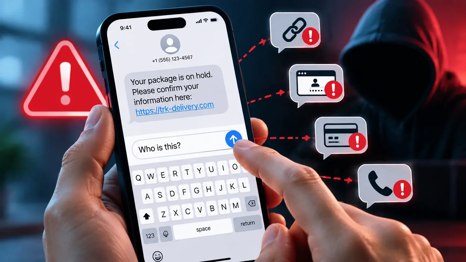 person is responding to a spam text